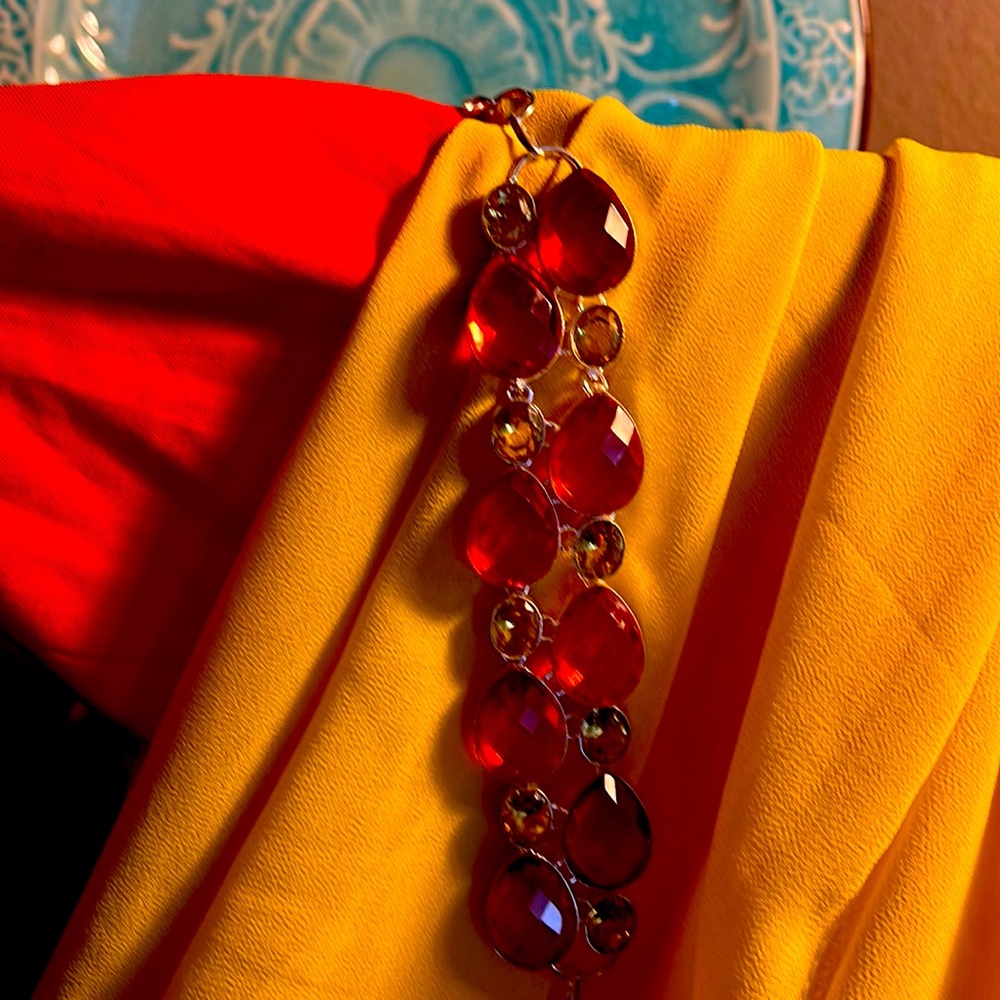 Bi- Colored Tourmaline, Citrine 925 Sterling Silver Bracelet 7-8”